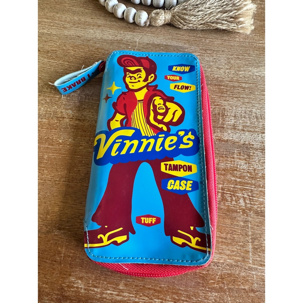Vinnie's Tampon Case Retro Pop Art Vinyl Zip Pouch Blue Red‎ Kitsch Accessory